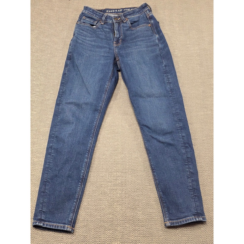 American Eagle Outfitters Women's Blue Stretch Mom Jeans Size 00‎ Short